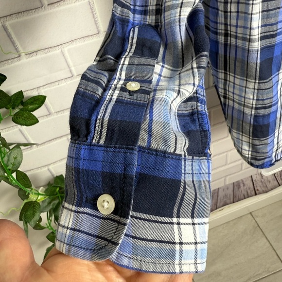 Ralph Lauren Navy and White Long sleeve plaid Checkered Shirt/size S - Picture 5 of 9